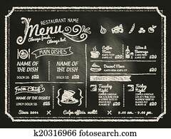 Restaurant Food Menu Design with Chalkboard Background Restaurant Food Menu Design with Chalkboard Background