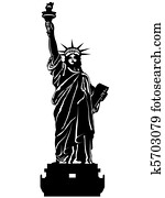 Statue of Liberty Black and White Illustration Statue of Liberty Black and White Illustration