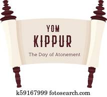 Vector illustration of papyrus on a white background. Scroll paper. Cartoon image of the Torah in the unfolded state. Yom Kippur design Vector illustration of papyrus on a white background. Scroll paper. Cartoon image of the Torah in the unfolded state. Yom Kippur design