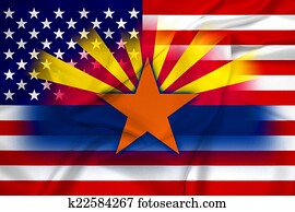 Waving USA and Arizona State Flag Waving USA and Arizona State Flag