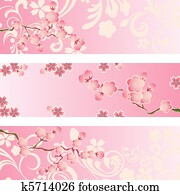 Cherry blossom banner set Cherry blossom banner set