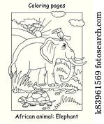 Coloring elephant vector Coloring elephant vector