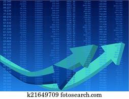 Colour business finance chart with data and arrows