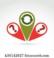 FAQ, analyze concept, ask and answer theme. Vector pointer with a question mark and update arrows. FAQ, analyze concept, ask and answer theme. Vector pointer with a question mark and update arrows.