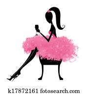 Fashion Silhouette of a Pretty Girl Sitting Fashion Silhouette of a Pretty Girl Sitting