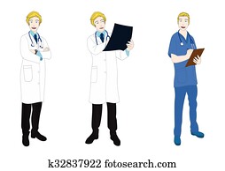 Medical Staff Full Body Caucasian Color