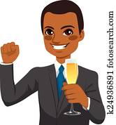 Successful African American Businessman Toasting