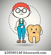 tooth sick child isolated icon design