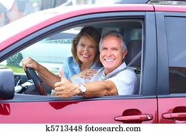 年長の カップル, 自動車で