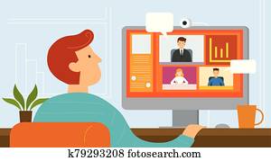 arbeiten heim, videokonferenz