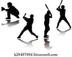 baseball player silhouette - vector