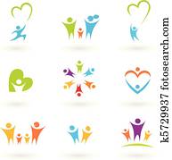 children,, משפחה, ו, קהילה, איקון