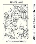 Coloring gorilla vector Coloring gorilla vector