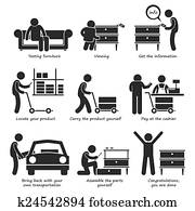 kjøp, møbel, fra, forretning