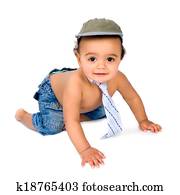 klein, baby, kriecht