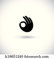 ok symbol or approval icon with human hand - concept vector