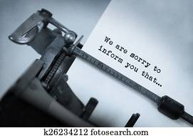 Vintage inscription made by old typewriter