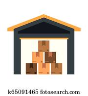 Warehouse with boxes inside
