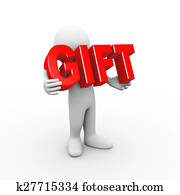 3d, איש, להחזיק, מילה, מתנה