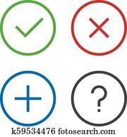Check, Remove, Delete, Close, Add, Question, FAQ Icon in perfect pixel flat design. Confirm icons set Check, Remove, Delete, Close, Add, Question, FAQ Icon in perfect pixel flat design. Confirm icons set
