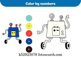 Cartoon kawaii robot coloring page Clipart | k14787203 | Fotosearch