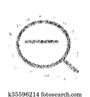 people shape magnifying glass search