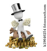 3D white people. Rich man 3D white people. Rich man