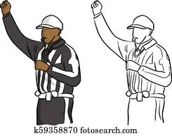 American football referee with hand gesture vector illustration sketch doodle hand drawn with black lines isolated on white background American football referee with hand gesture vector illustration sketch doodle hand drawn with black lines isolated on white background