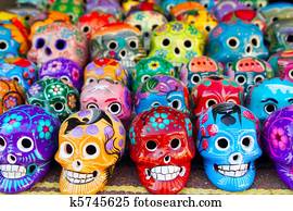 Aztec skulls Mexican Day of the Dead colorful Aztec skulls Mexican Day of the Dead colorful