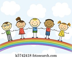 Children., vetorial, illustration.