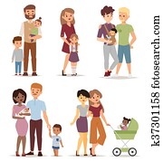 Different family vector illustration. Different family vector illustration.