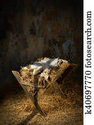 Empty Manger With Cross Shadow Empty Manger With Cross Shadow