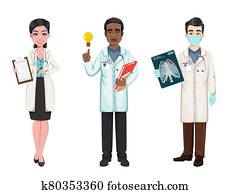 equipo, de, medicos, trabajando, en el hospital