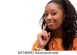 jung, afrikanische amerikanische frau, lächeln