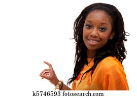 jung, afrikanische amerikanische frau, lächeln