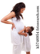 Pregnant woman with her daughter Pregnant woman with her daughter