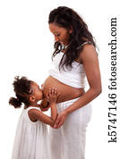 Pregnant woman with her daughter Pregnant woman with her daughter