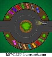 runder, parken, für, autos