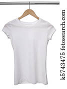 white t shirt on cloth hangers