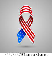 American flag ribbon. Patriotic symbol of 4 July American flag ribbon. Patriotic symbol of 4 July