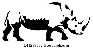 black and white linear paint draw rhino illustration black and white linear paint draw rhino illustration
