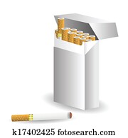A carton of cigarettes with a warning label Stock Illustration