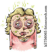 enfermo, caricatura, mujer