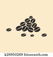 flache, in, schwarz weiß, beweglich, anwendung, kaffeebohnen