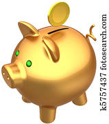 Golden piggy bank money-box