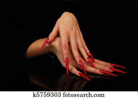 Human fingers with long fingernail Human fingers with long fingernail