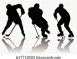 jogadores hockey gelo, silueta