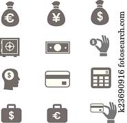Money and coin icon set vector eps10 illustration