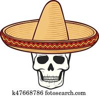sombrero (mexican hat) and skull vector illustration sombrero (mexican hat) and skull vector illustration