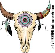 vector illustration bull skull. Ethnic style vector illustration bull skull. Ethnic style